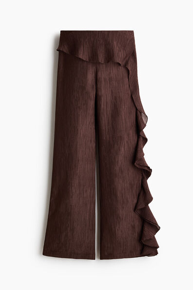 Flounced crinkled trousers