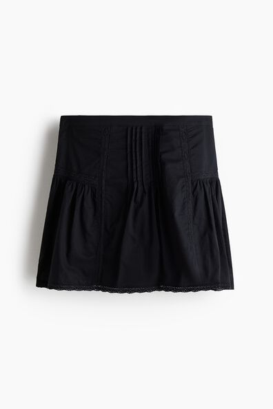 Pintucked cotton mini skirt