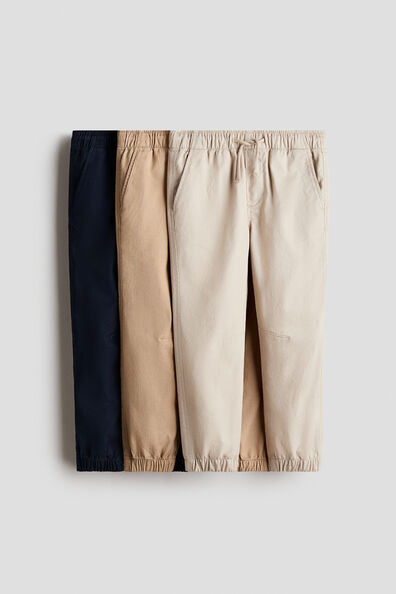 3-pack cotton twill joggers