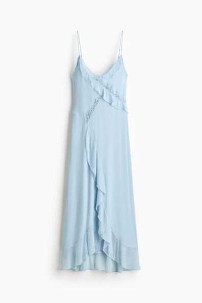 Lace-trimmed flounced dress