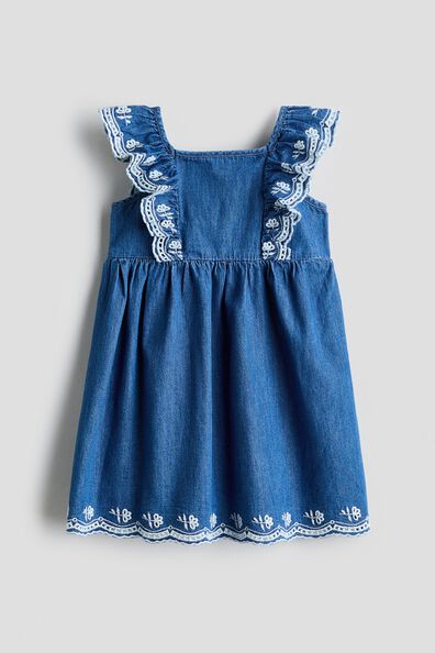 Embroidered denim dress