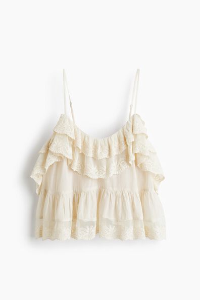 Embroidered flounced top