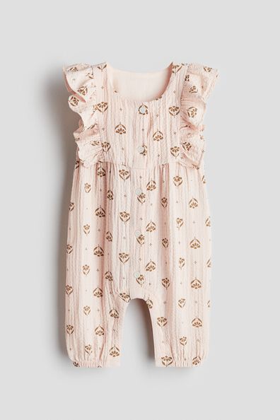 Frilled muslin romper suit
