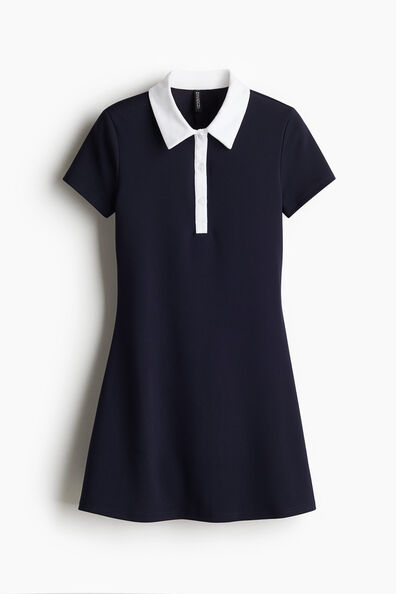 Flared-skirt polo dress
