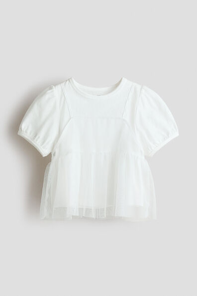 Puff-sleeved layered top