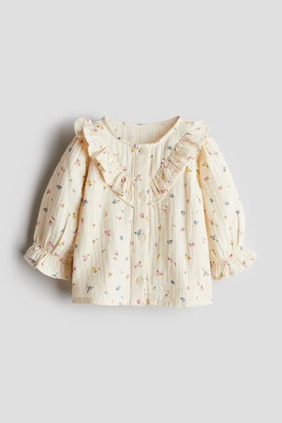Flounce-detail cotton blouse