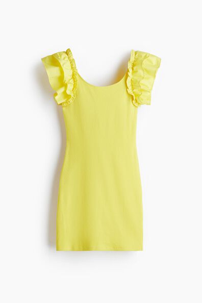 Frill-trimmed jersey dress