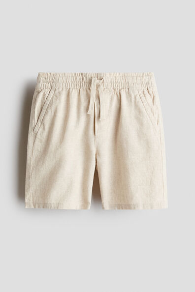 Linen-blend drawstring shorts