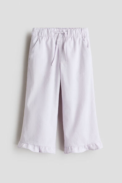 Linen-blend drawstring trousers