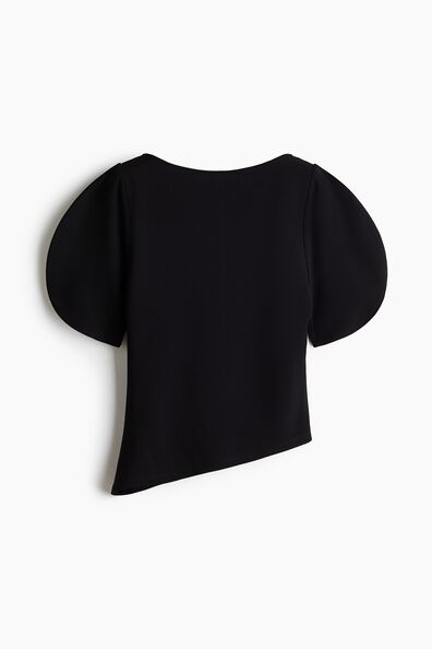 Puff-sleeved asymmetric top