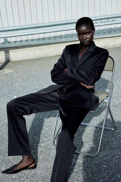 Slim satin trousers