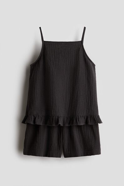2-piece cotton strappy top and shorts set