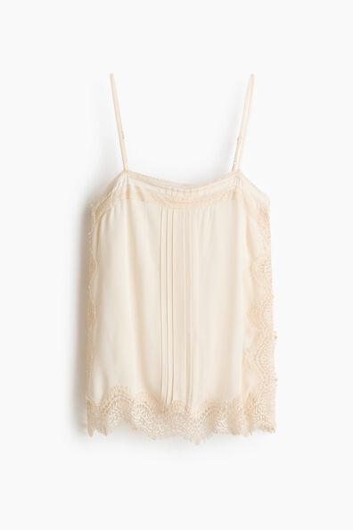 Lace-trimmed strappy top