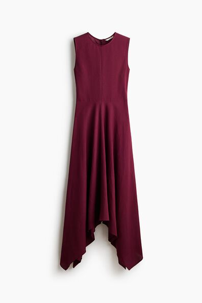 Linen-blend flared-skirt dress