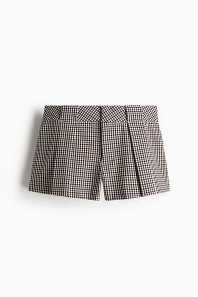 Pleat-front mini shorts