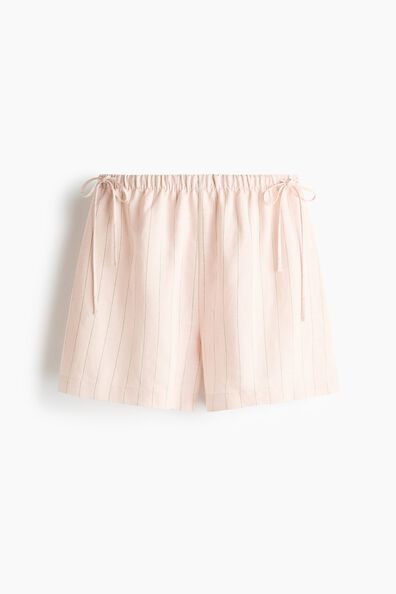 Drawstring-detail linen-blend shorts