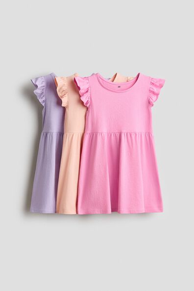 3-pack flutter-sleeved dresses