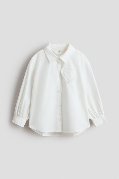 Heart-appliqué poplin shirt