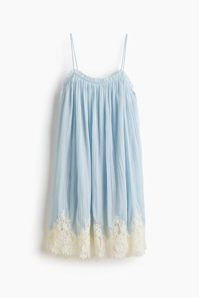 Lace-trimmed chiffon strappy dress
