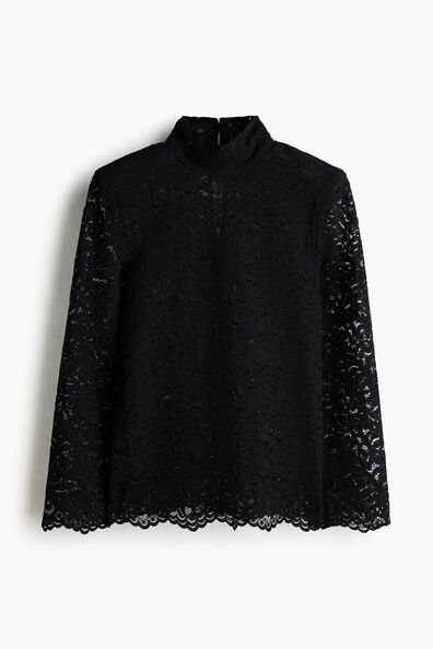 Shoulder-pad lace blouse