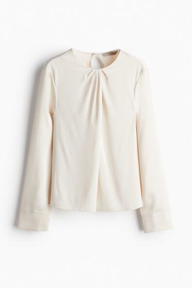 Pleat-detail satin blouse