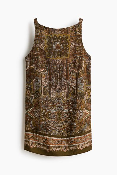 Sleeveless linen-blend dress