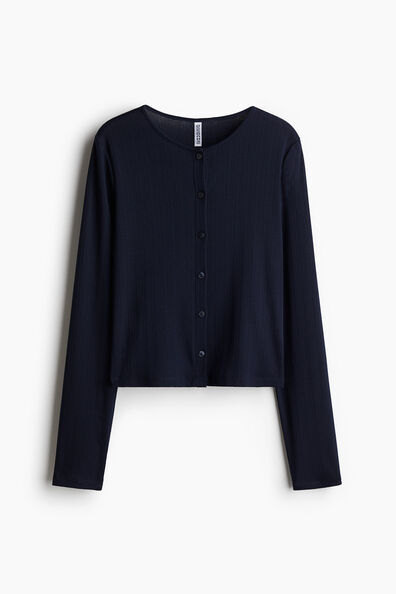 Pointelle jersey cardigan