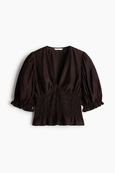Smocked-waist blouse