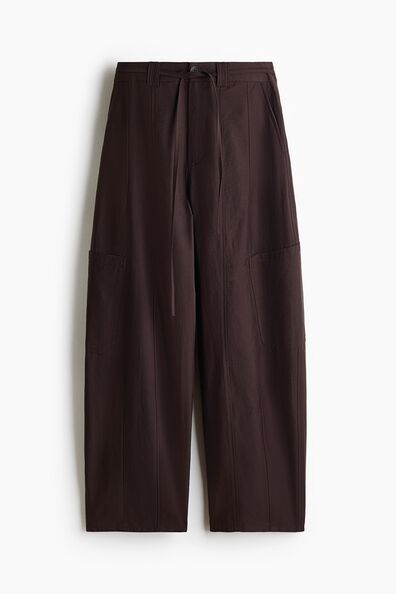 Tie-belt cargo trousers