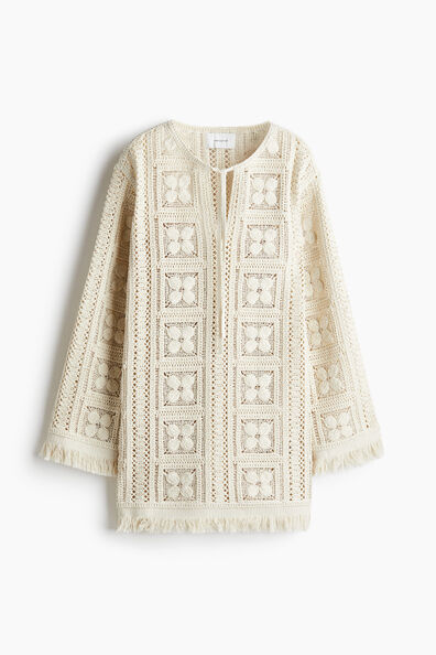 Crochet-look tunic dress