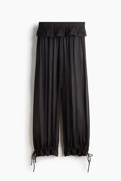 Lace-detail viscose trousers