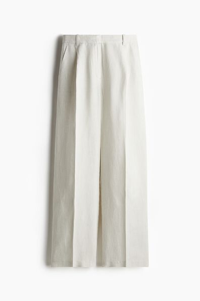 Wide linen-blend trousers