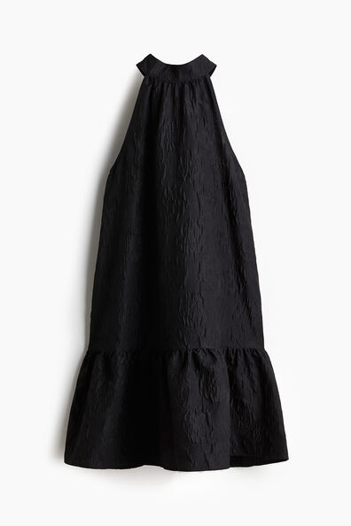 Jacquard-weave bow-back dress