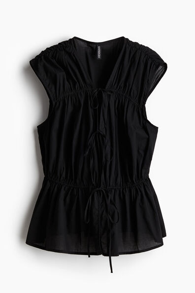 Tie-detail cotton blouse