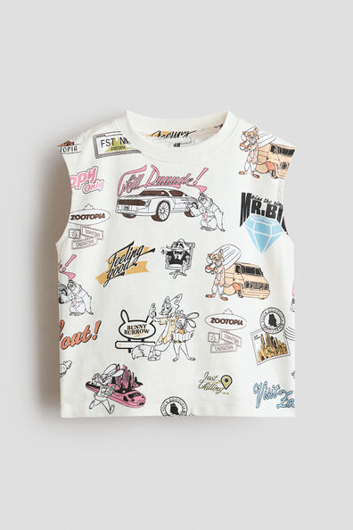 Printed cotton vest top