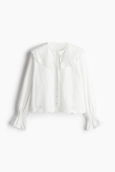 Embroidered Peter Pan-collared blouse