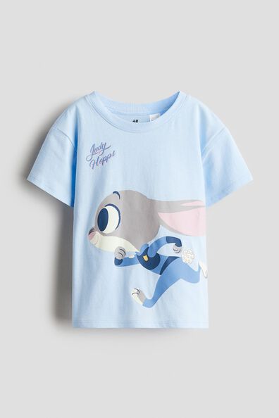 Print-motif cotton T-shirt
