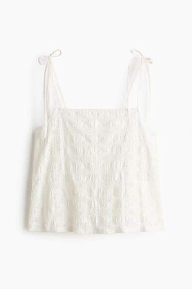 Jacquard-weave tie-strap top