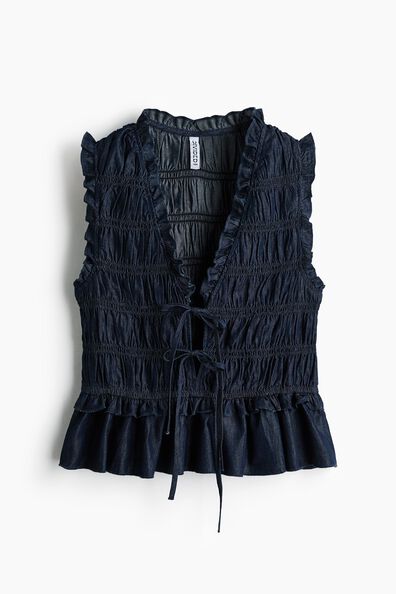 Smocked denim top