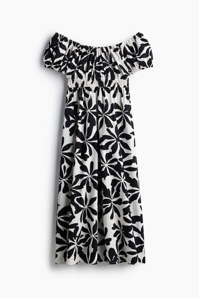 Off-the-shoulder poplin dress