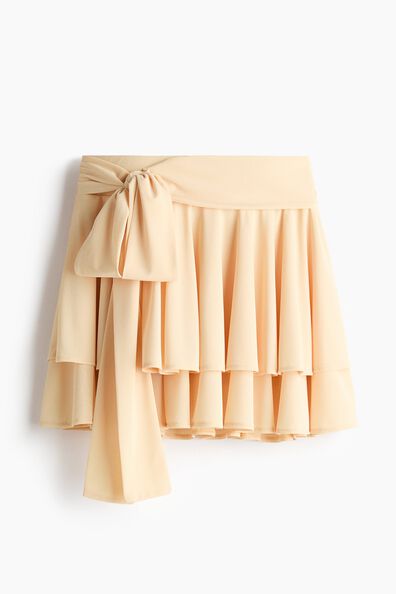 Tiered tie-belt skirt