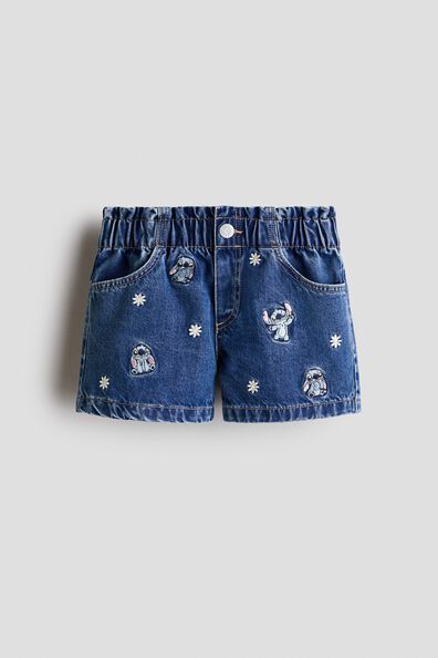 Motif-detail denim shorts