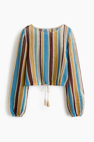 Drawstring-detail net top