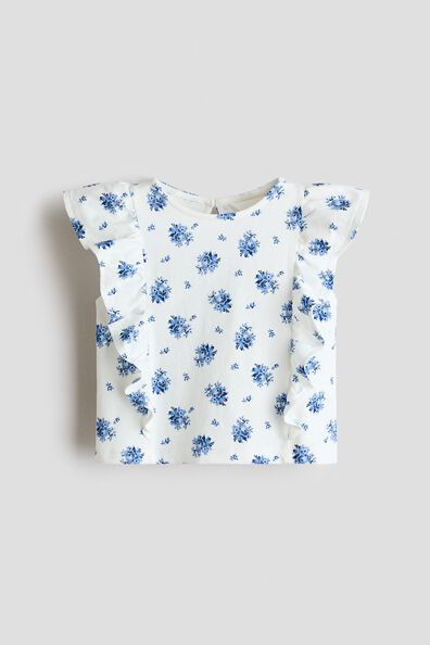 Flounce-trimmed cotton top