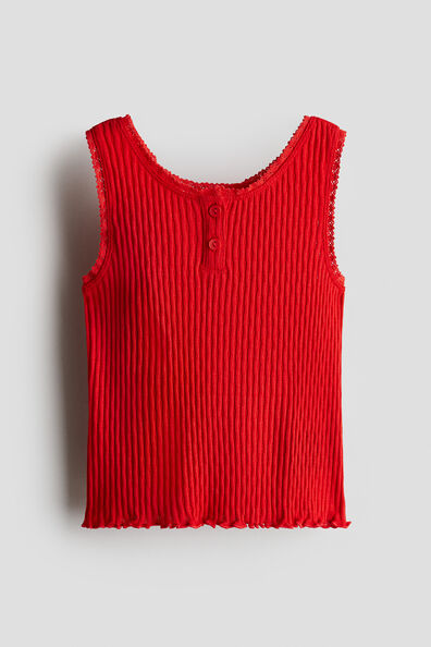 Pointelle cotton vest top