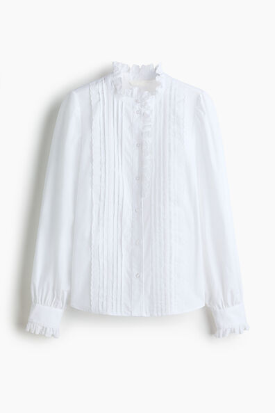 Pintucked cotton blouse
