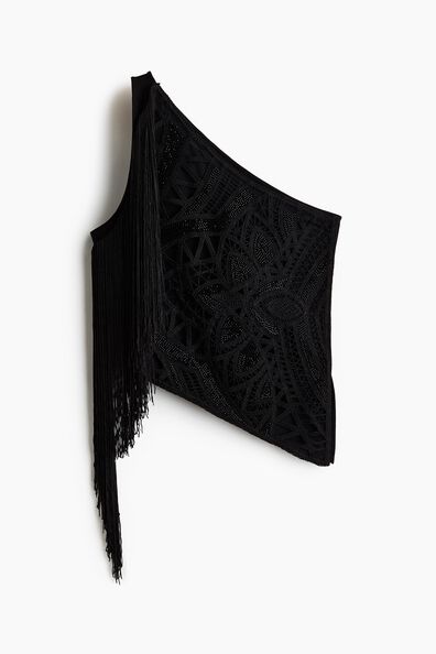 Embellished one-shoulder top