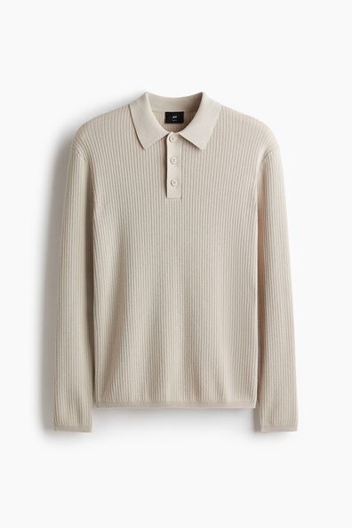 Slim Fit Rib-knit polo shirt