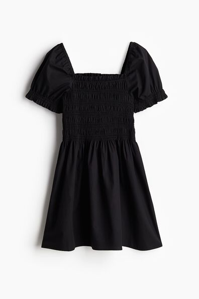 Smocked poplin dress
