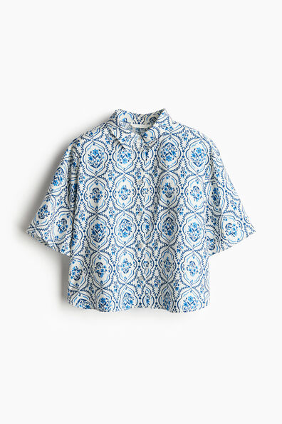 Short-sleeved twill shirt